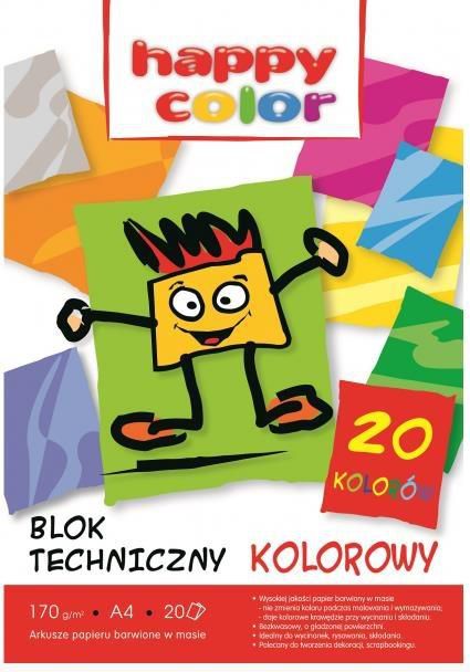 Happy Color Blok techniczny A4 20k kolorowy 170g WIKR-0985740 (5905130107009)