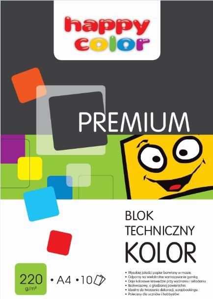 Happy Color Blok techniczny Premium A4 10k kolorowy 220g WIKR-0985741 (5905130107047)