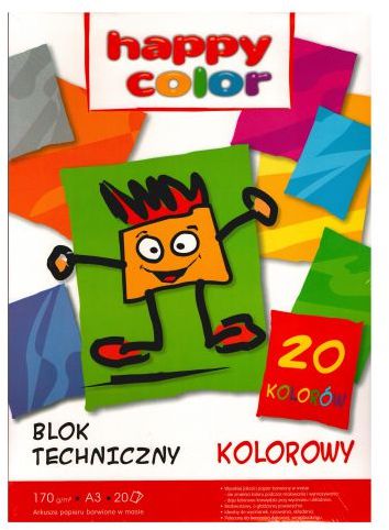 Happy Color Blok techniczny A3 20k kolorowy 170g WIKR-0985743 (5905130107023)