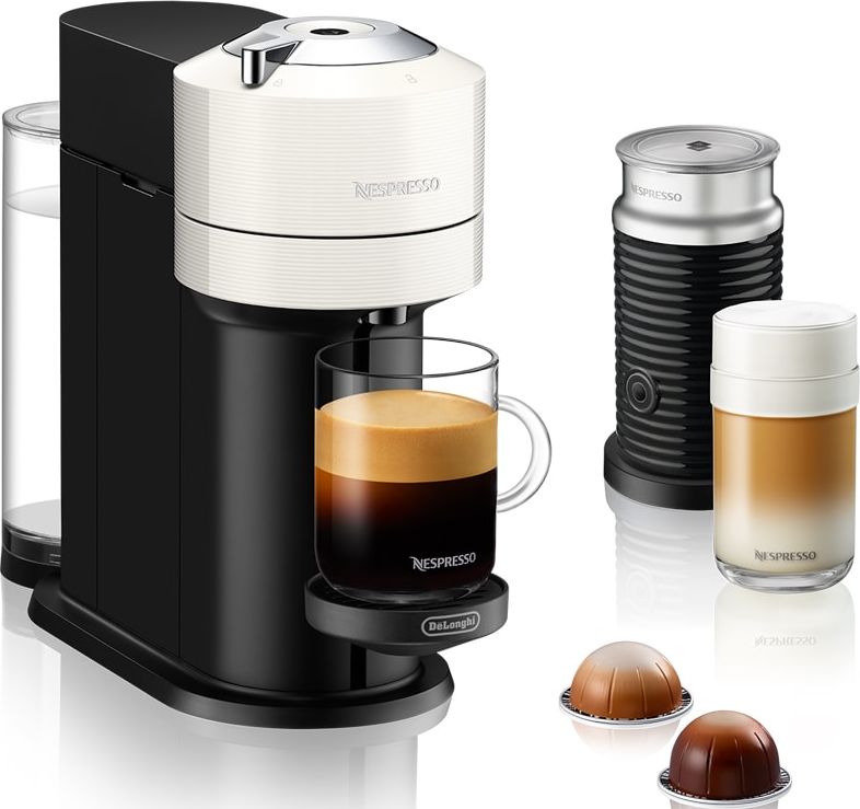 DeLonghi Nespresso Vertuo Next & Aeroccino ENV 120.WAE, capsule machine (white / black) Kafijas automāts
