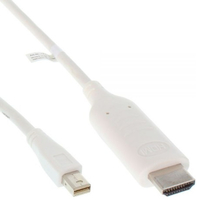 Kabel InLine Mini DisplayPort -> HDMI Balts 0.5m (17174I) kabelis video, audio