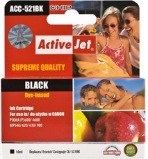 Ink ActiveJet ACC-521BK | Black | 10 ml | Chip | Canon CLI-521BK kārtridžs