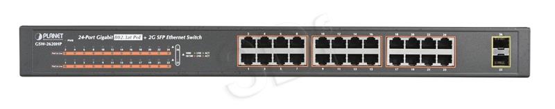 PLANET GSW-2620HP Switch 24xGEth PoE AT + 2xSFP komutators