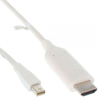 Kabel InLine Mini DisplayPort -> HDMI Balts 1.5m (17176I) kabelis video, audio