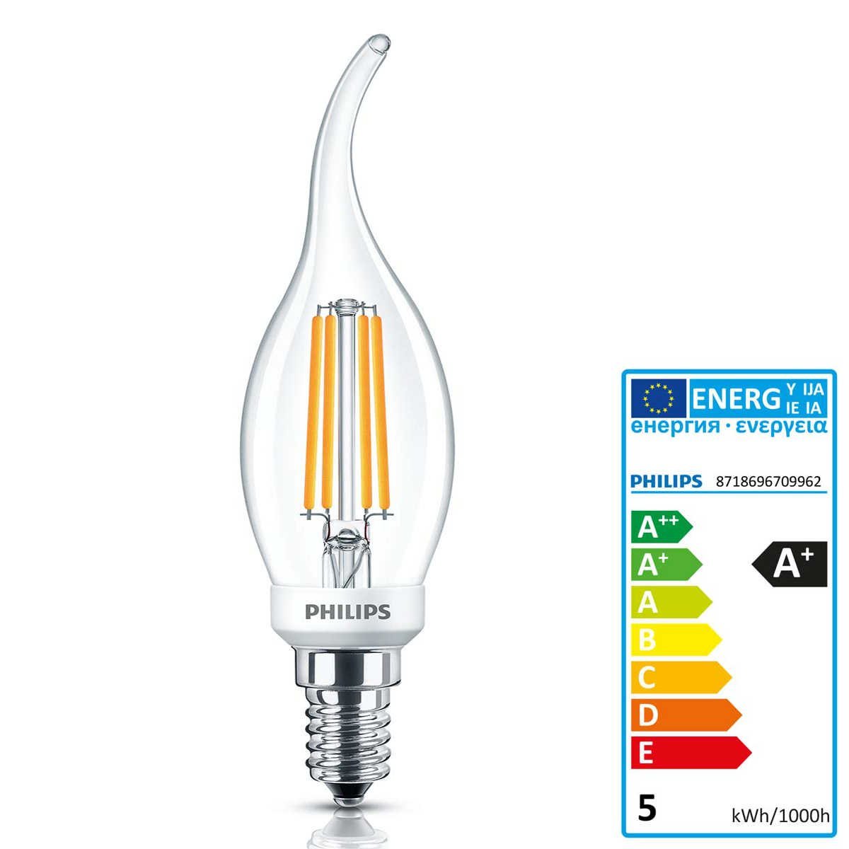 Philips Classic LEDcandle Fila 5W E14 827 - 2700K B35 extra clear dimable apgaismes ķermenis