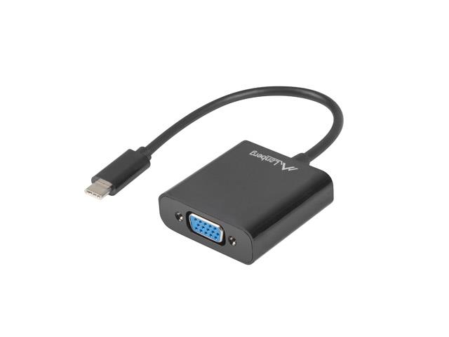 Adapter USB CM - VGA F 15cm black adapteris