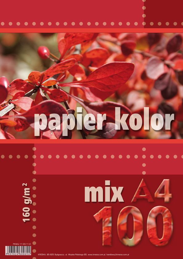 Kreska Papier ksero A4 160g mix kolorow 100 arkuszy KRES0359 (5905824600694) papīrs