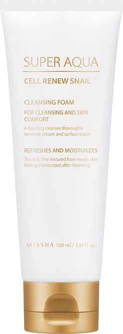 Missha Super Aqua Cell Renew Snail Cleansing Pianka myjaca z ekstraktem ze sluzu slimaka 100ml 8809581458550 (8809581458550) kosmētikas noņēmējs