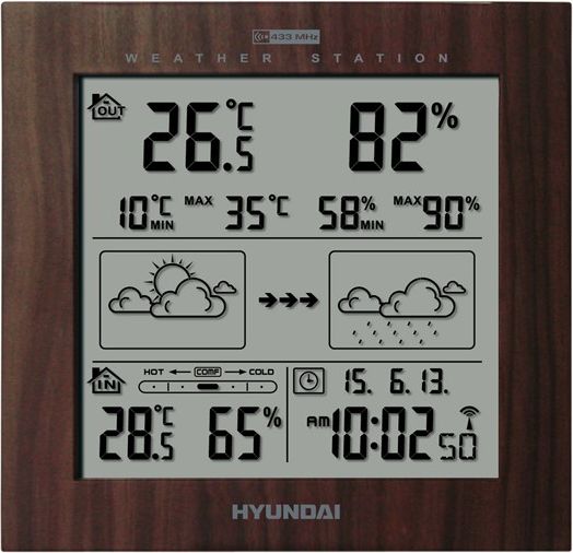 Stacja pogodowa Hyundai WS 2244 brazowy HY-WS2244W (8592417046471) barometrs, termometrs
