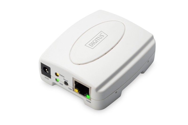 Digitus Fast Ethernet Print Server (DN-13003-2), Print Server (white, USB 2.0) Printserveris
