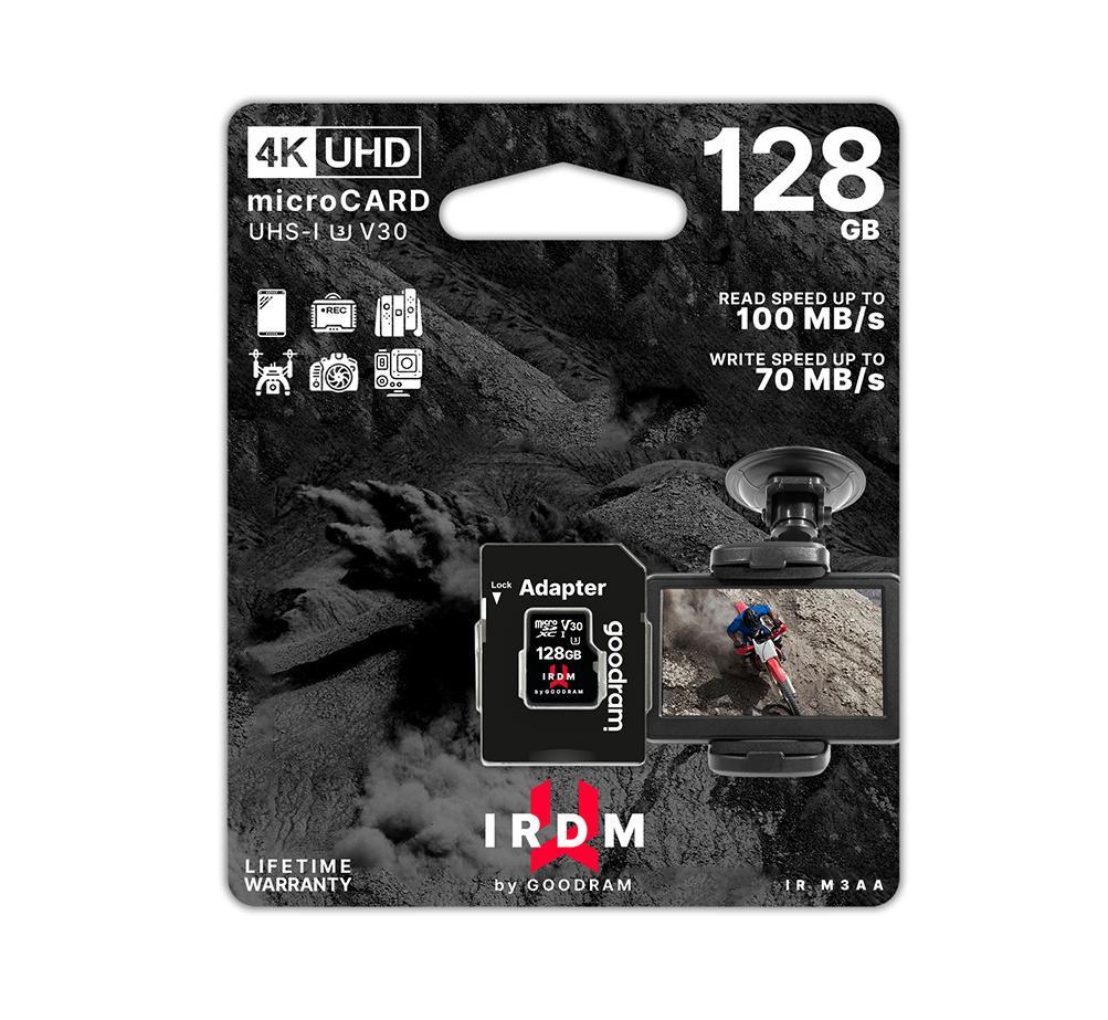 GOODRAM IRDM 128GB microSD UHS-I U3 + adapter atmiņas karte