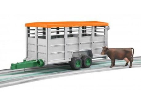 bruder cattle transport trailer with cow konstruktors