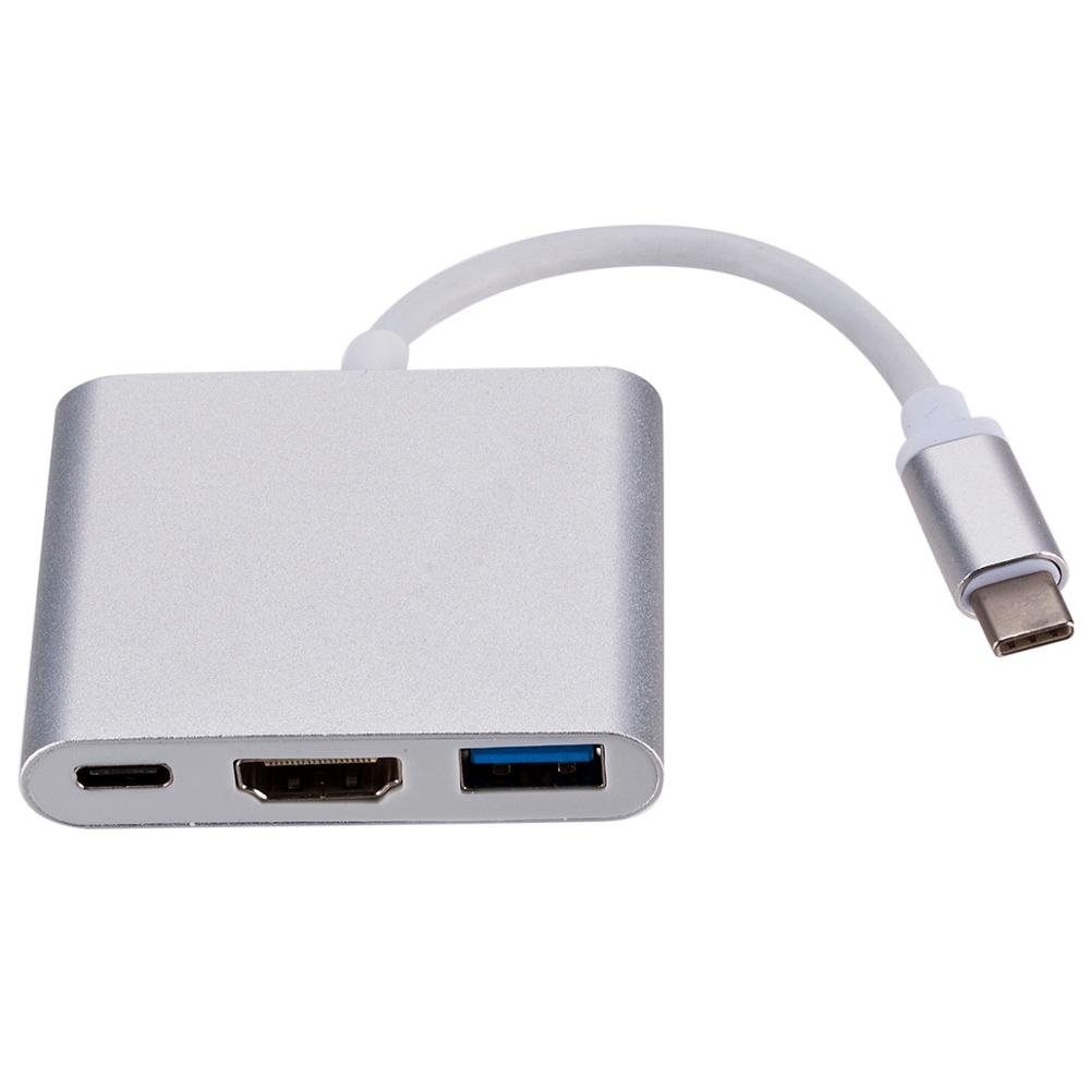 Roger Multimedia Adapter Type-C uz VGA + USB / USB-C Adapteris Sudraba adapteris