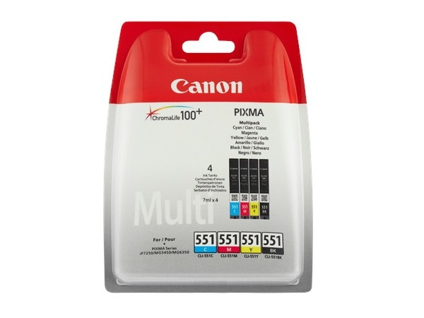 Canon CLI-551 C/M/Y/BK Multi Pack w/o Sec | iP7250/MG5450/MG6350 kārtridžs