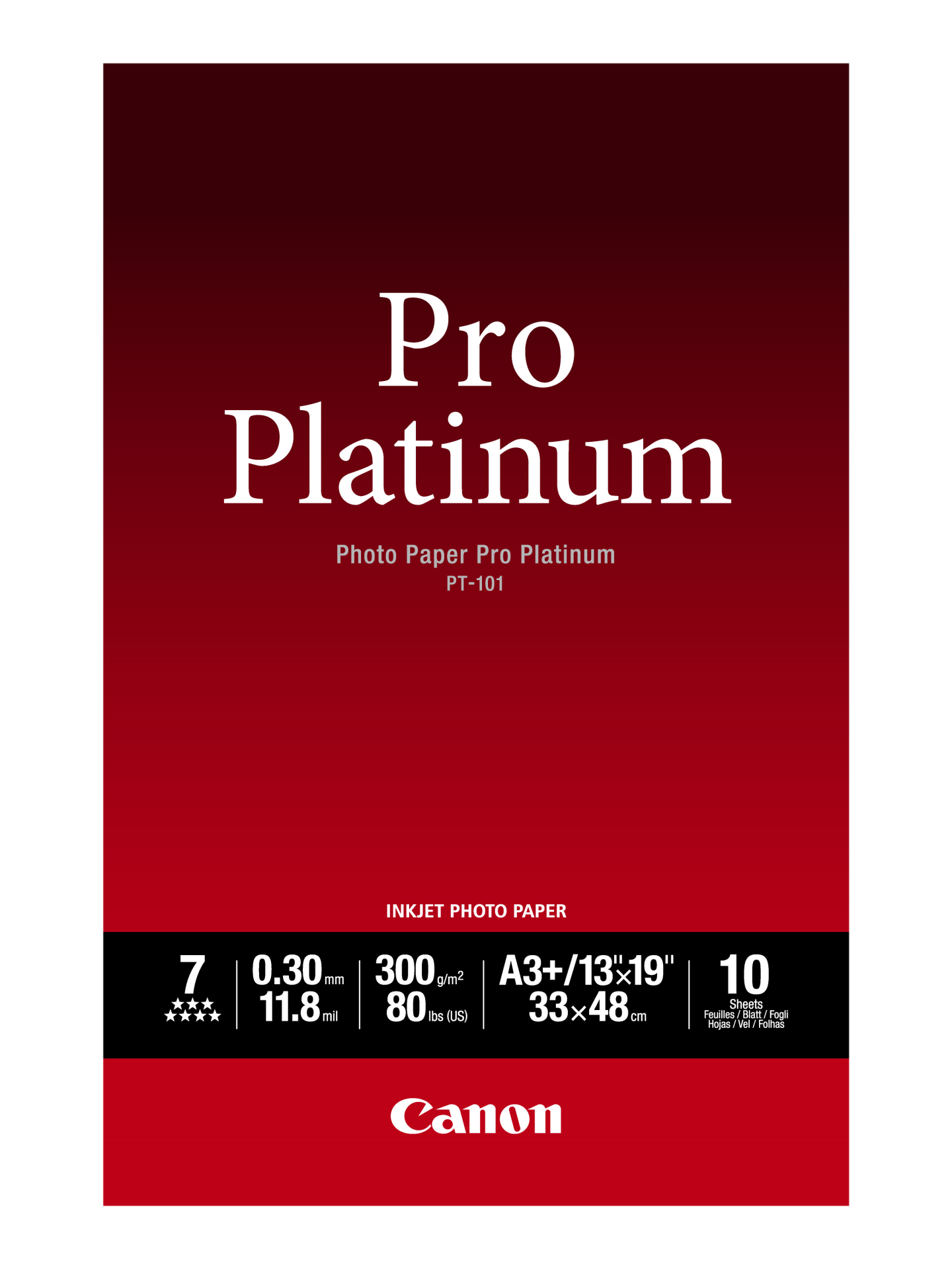 Canon PT101 Pro Platinum Photo | 300g | A3+ | 10sheets foto papīrs
