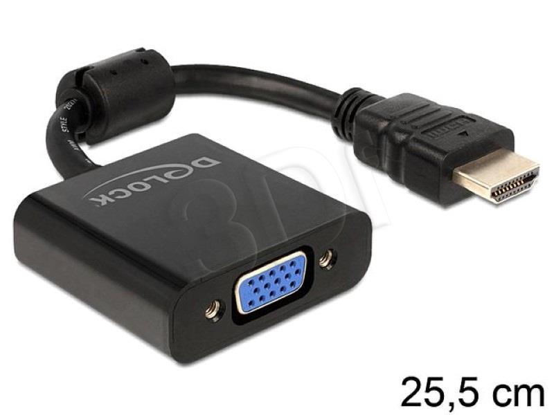 Delock adapter HDMI-A male > VGA female black (25cm) karte
