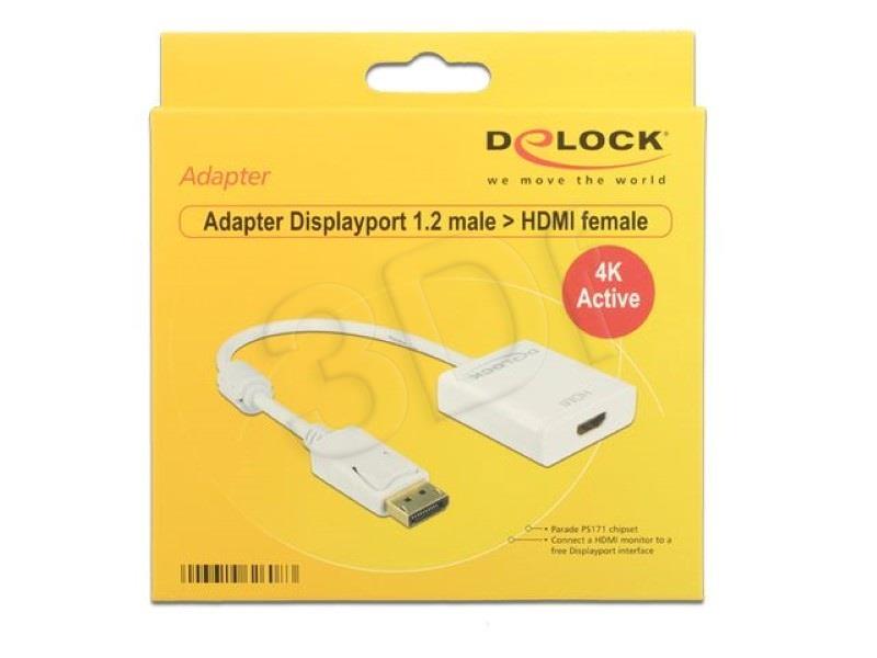 Delock Adapter Displayport 1.2 male > HDMI female 4K Active white karte