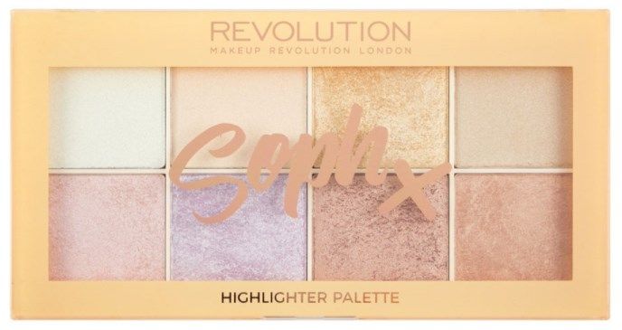 Makeup Revolution Set of highlighters Soph Highlighter Palette kosmētika ķermenim