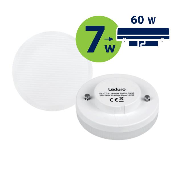 LEDURO LED spuldze CT GX53 7W apgaismes ķermenis