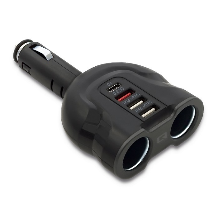 Car charger52W,2xUSB,USB QC,USB-C PD,2xcig.socke iekārtas lādētājs