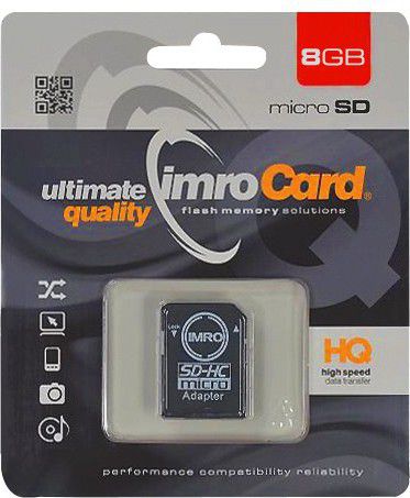 IMRO MICROSDHC 8GB WITH  ADAPTER atmiņas karte