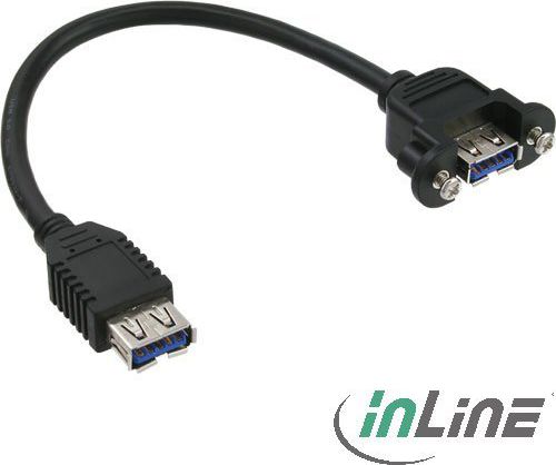 InLine - Gender Changer USB - 9-pin USB Type A (W) - 9-pin USB Type A (W) - 20cm (USB / USB2.0 / USB3.0) - Black (33445F) kabelis, vads