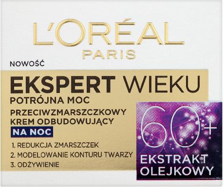 L'Oreal Paris Ekspert Wieku 60+ Krem odbudowujacy na noc 50ml 0281259 (3600522618140) kosmētika ķermenim