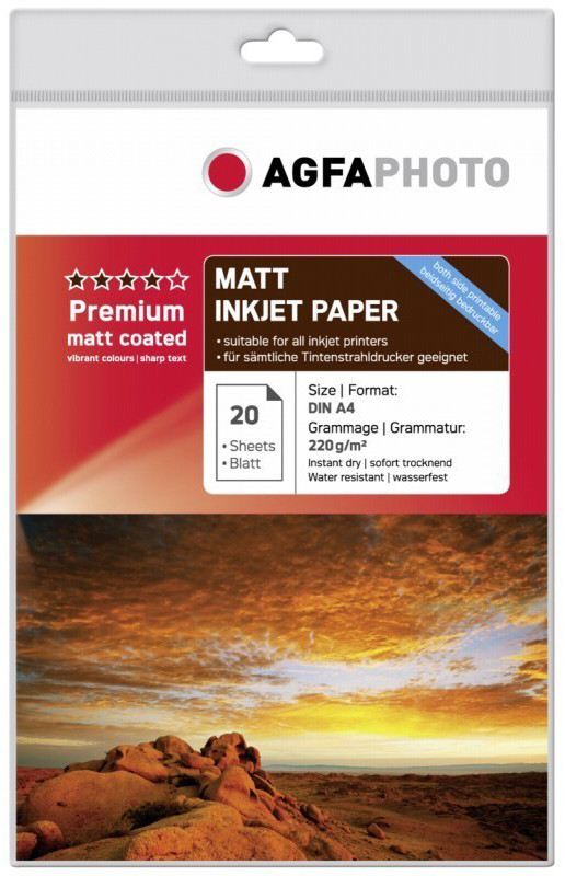 AgfaPhoto Premium Double Side Matt-Coated 220 g A 4 20 Sheets papīrs