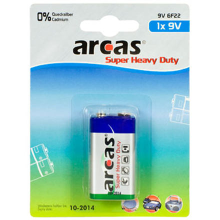 Arcas Super Heavy Duty 9V Block (6LF22), 1-pack Baterija