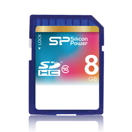 SILICON POWER 8GB, SDHC SECURE DIGITAL CARD, CLASS 10 atmiņas karte