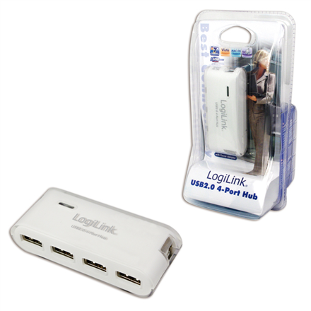 Logilink USB Hub 4-Port USB2.0 with power adapter USB centrmezgli
