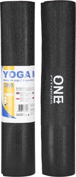 One Fitness Yoga mat black (YM02) Matrači un tūrisma paklāji