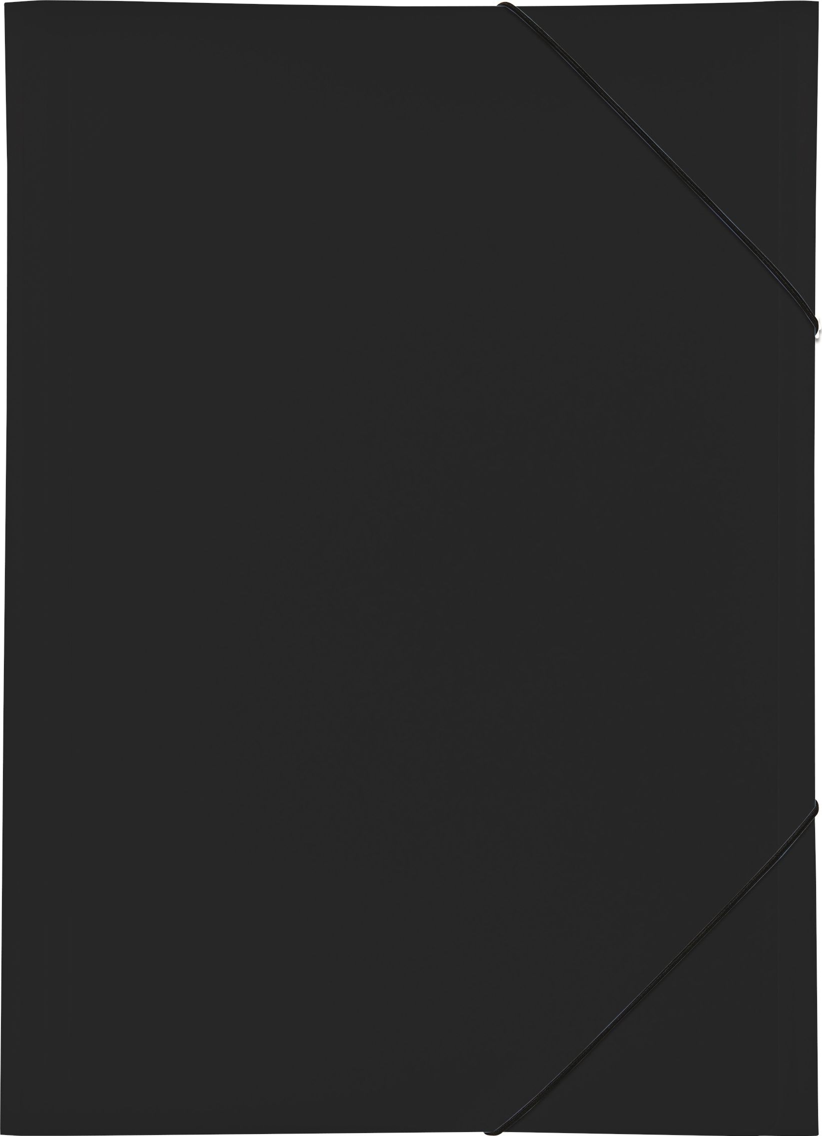 PAGNA Gummizugmappe A3 PP 3 Einschlagklappen schwarz papīrs