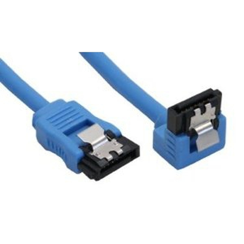  InLine Kabel SATA 6Gb/s okragly oplywowy Cyan katowy z zatrzaskami 0.3m (27703F) kabelis datoram