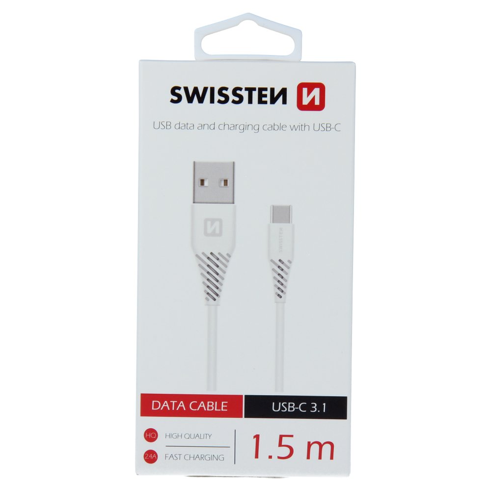 Swissten Basic Universāls Quick Charge 3.1 USB-C Datu un Uzlādes Kabelis 1.5m Balts USB kabelis