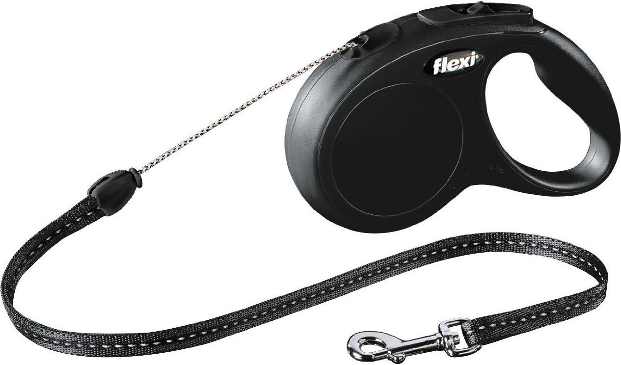 Flexi New Classic Retractable leash Line S 8m Black, up to 12kg aksesuārs suņiem
