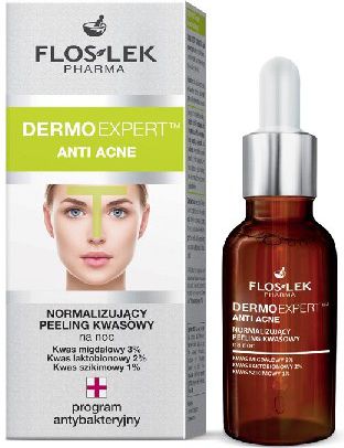 Floslek Pharma Dermo Expert Anti Acne Peeling kwasowy normalizujacy na noc 30ml 145409 (5905043005409) kosmētika ķermenim