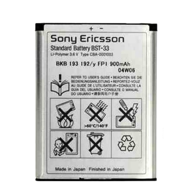 Sony Ericsson BST-33 oriģināls Akumul tors K550 K800 W850 Li aksesuārs mobilajiem telefoniem