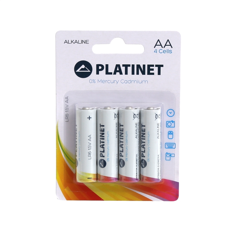 Platinet AA LR6 1.5V Alkaline Ilgstošas darbības baterejas MN1500 PMBLR64B (4gab.) aksesuārs mobilajiem telefoniem