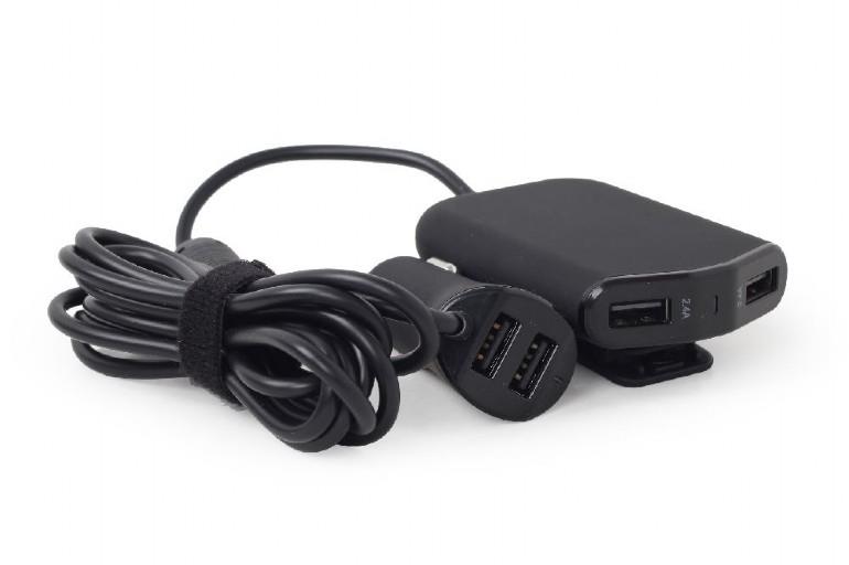 Car charger 4ports/9.6A/black aksesuārs mobilajiem telefoniem