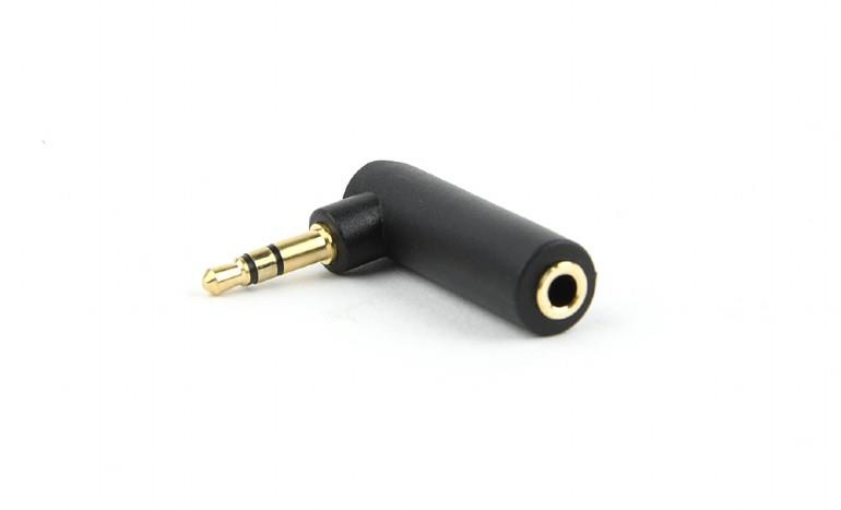 Gembird audio adapter plug 3.5mm, right angle adapter, 90, black kabelis, vads