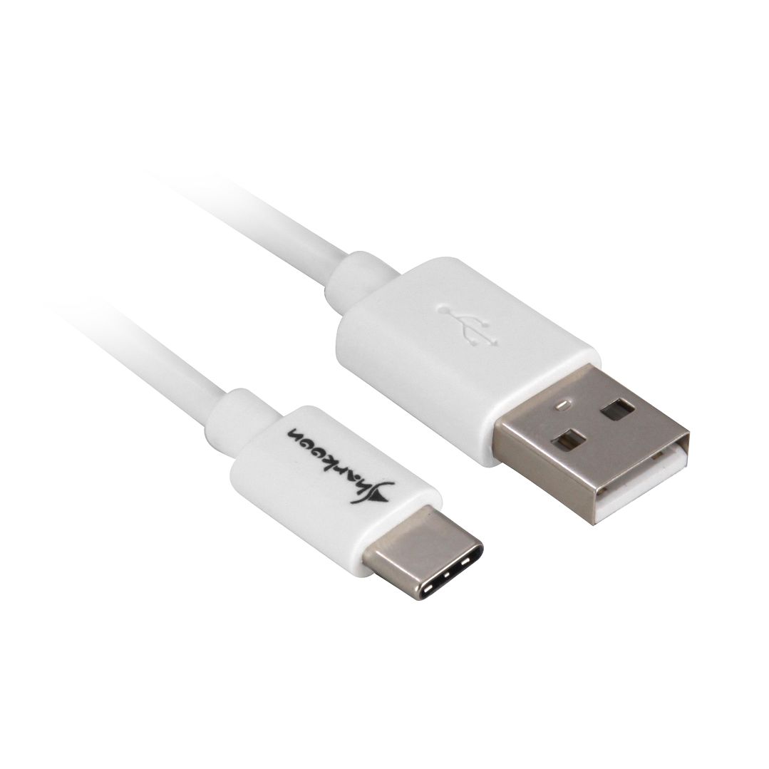 Sharkoon USB 2.0 A - USB C Adapter - white - 0.5m USB kabelis