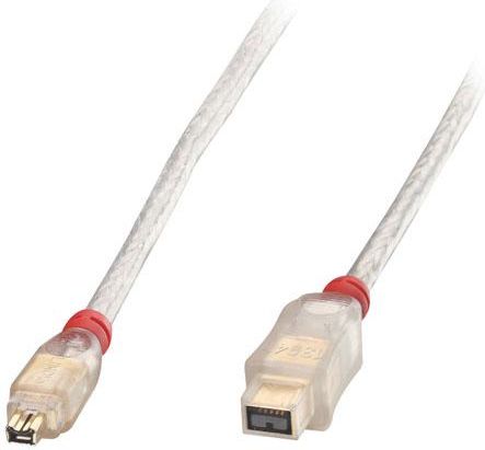 Lindy Firewire 9-pin - Firewire 4-pin, 10m, Bialy 5352525 (4002888307901) kabelis datoram