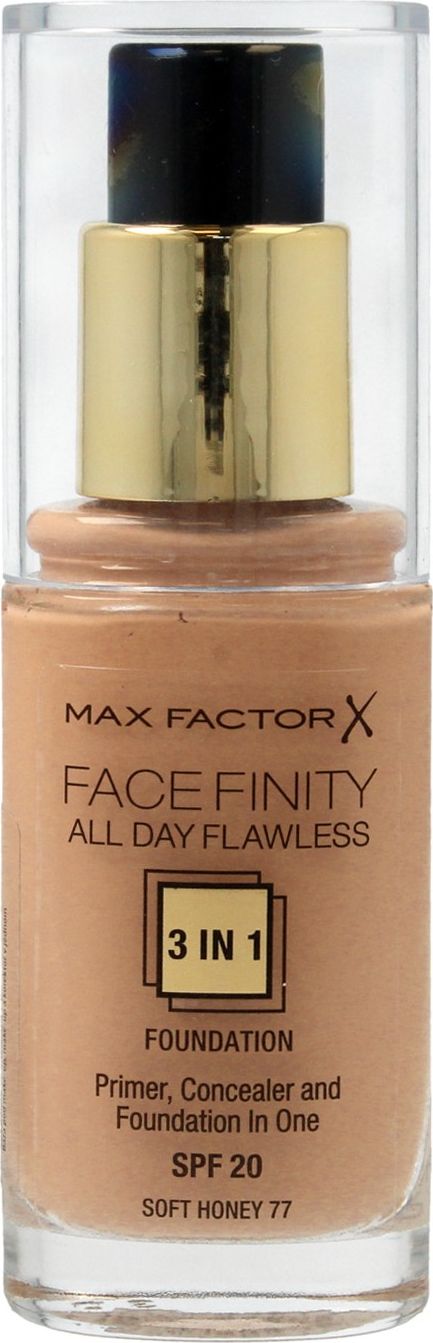 MAX FACTOR Facefinity All Day Flawless 3in1 Foundation SPF20 77 Soft Honey 30ml 3614225851674 (3616303999483) tonālais krēms