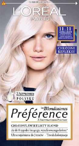 L'Oreal Paris Farba Recital Preference 11.11 Bardzo Bardzo Jasny Chlodny Krysztalowy Blond 0284373 (3600523018239)