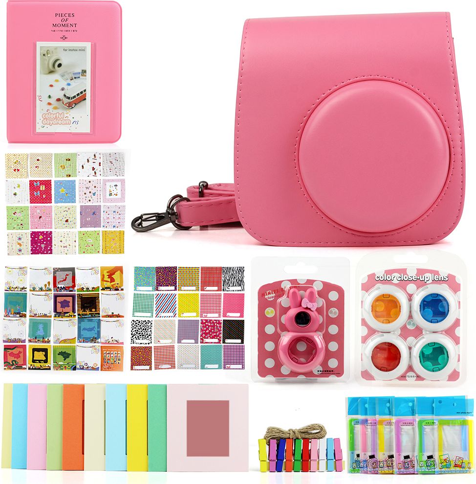 LoveInstant Set 7in1 Case + Album + Frames + Filters For Fujifilm Instax Mini 8/9 - PINK foto, video aksesuāri