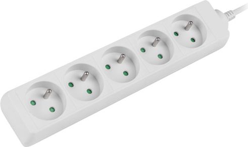 Power strip 1.5m, white, 5 sockets, cable made of solid copper elektrības pagarinātājs