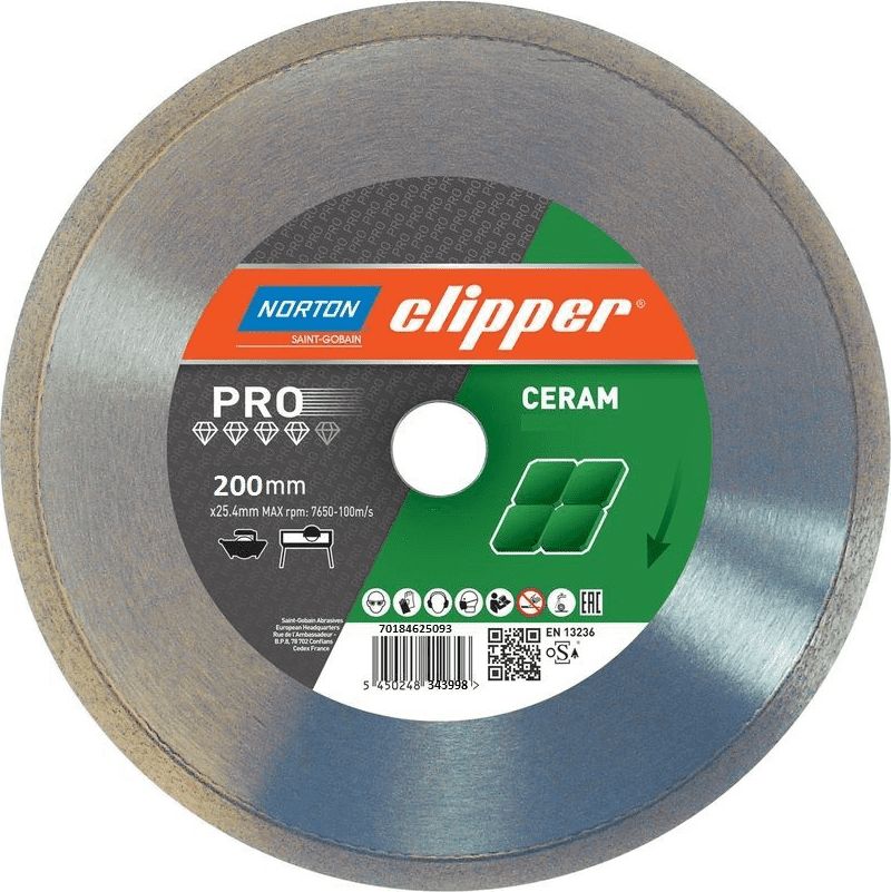 Norton Clipper CLIPPER tarcza diamentowa pelna PRO CERAMIC H10  200x25.4  (70184625093) 70184625093 (5450248343998)