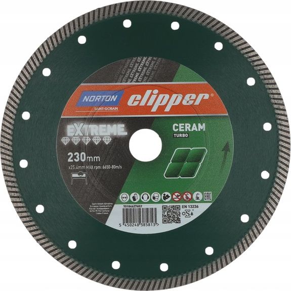 Norton Clipper Clipper tarcza diamentowa EXTREME CERAMIC TURBO H10  230x25.4 (70184627653) 70184627653 (5450248385813)