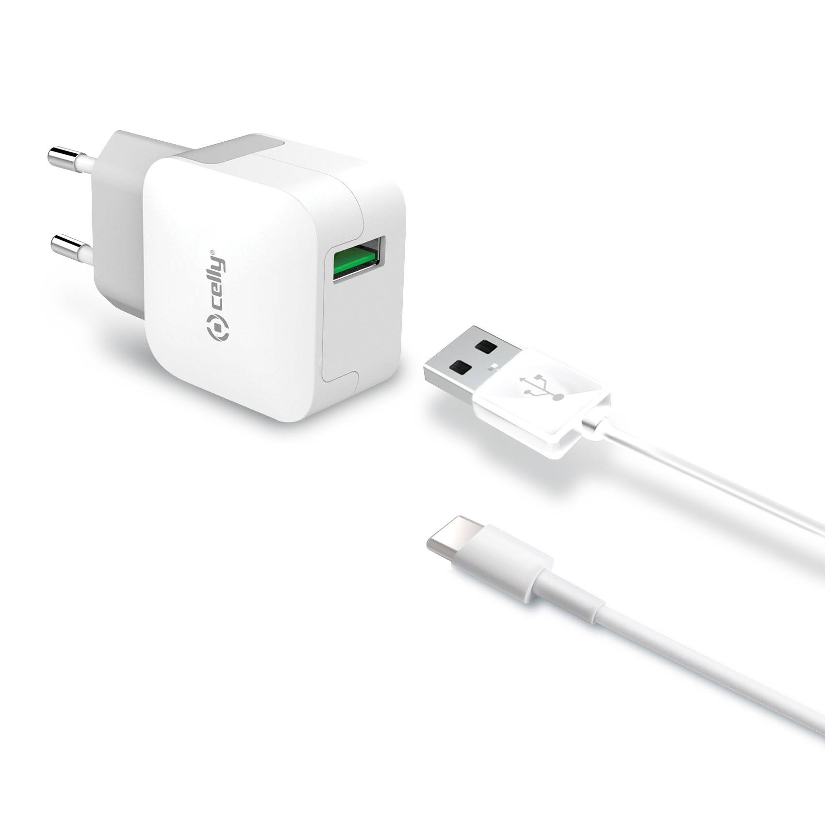 CELLY TRAVEL CHARGER TURBO+TYPE-C CABLE aksesuārs mobilajiem telefoniem